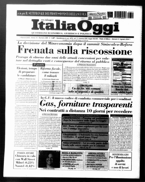 Italia oggi : quotidiano di economia finanza e politica